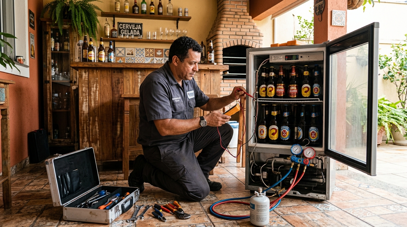 Recarga de gás refrigerante em cervejeira em atendimento em Cascavel‑PR