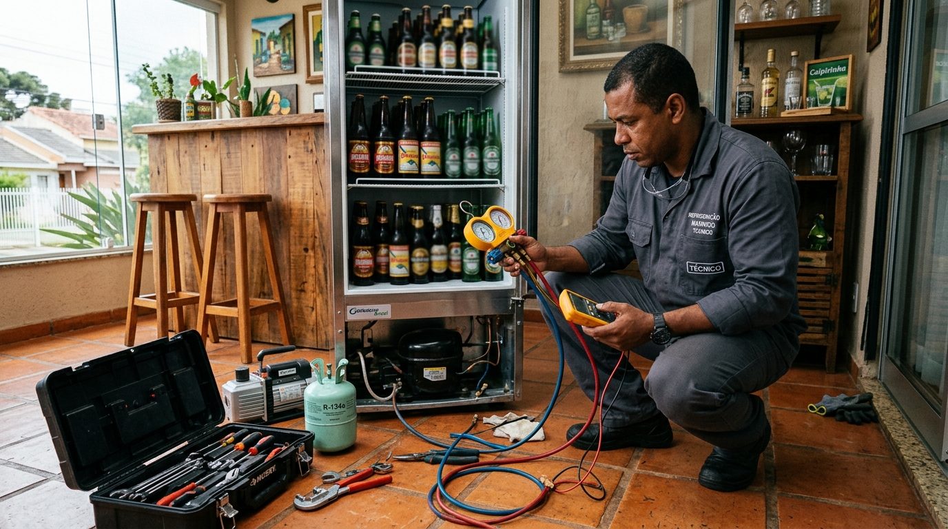 Técnico de conserto de cervejeira em residência em Cascavel‑PR